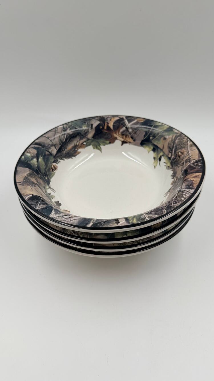 Bass Pro Shops Realtree APG Camo Soup Pasta Bowls Set of 4 8.5" Ceramic